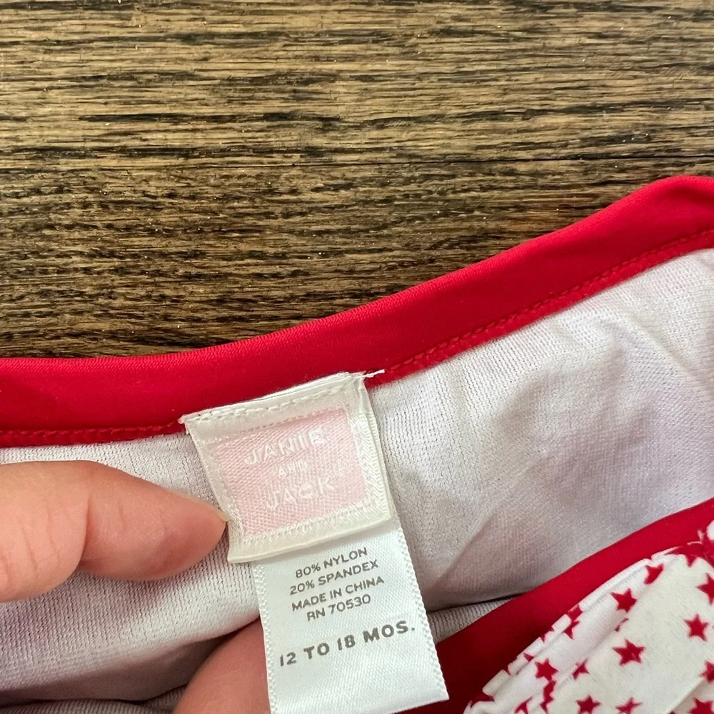 Janie and Jack Red and White Bikini with Lace Trim